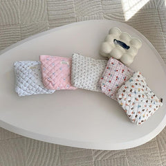 Floral Print Makeup Storage Pouch Quilted Cosmetic Bag