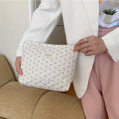 Floral Print Makeup Storage Pouch Quilted Cosmetic Bag