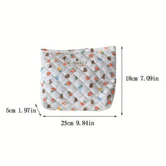 Floral Print Makeup Storage Pouch Quilted Cosmetic Bag
