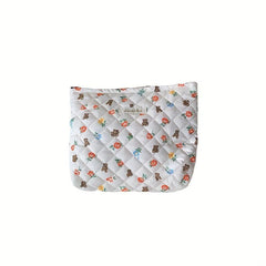 Floral Print Makeup Storage Pouch Quilted Cosmetic Bag