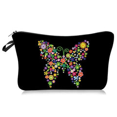 Butterfly Pattern Zipper Storage Bag Lightweight Cosmetic Makeup Pouch