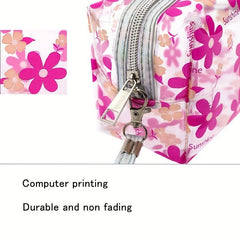 Flower Pattern Cosmetic Bag Waterproof Makeup Organizer