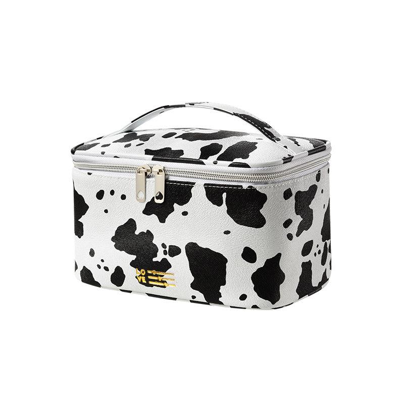Cow Print Portable Cosmetic Bag Zipper Travel Waterproof Makeup Storage Bag