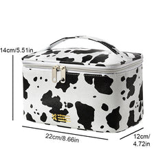 Cow Print Portable Cosmetic Bag Zipper Travel Waterproof Makeup Storage Bag