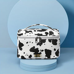 Cow Print Portable Cosmetic Bag Zipper Travel Waterproof Makeup Storage Bag