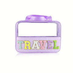 Large Capacity Portable Makeup Bag Semi Transparent Storage Bag
