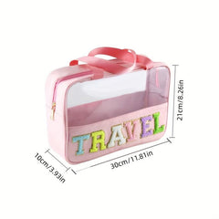 Large Capacity Portable Makeup Bag Semi Transparent Storage Bag