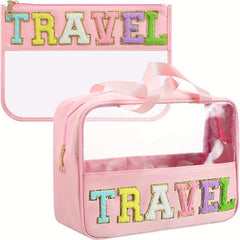 Large Capacity Portable Makeup Bag Semi Transparent Storage Bag