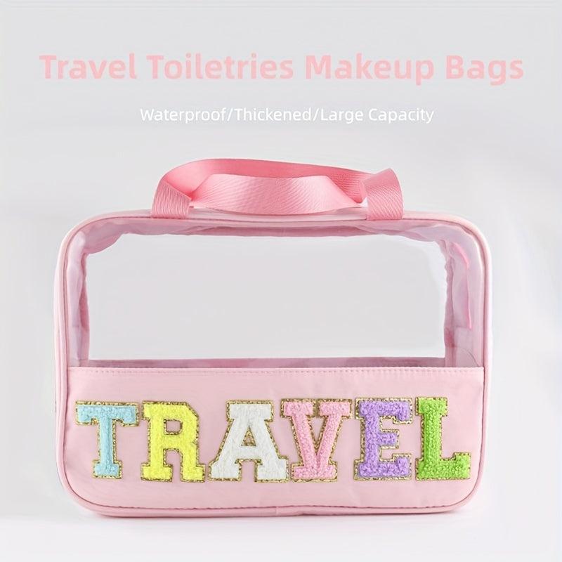 Large Capacity Portable Makeup Bag Semi Transparent Storage Bag
