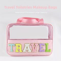 Large Capacity Portable Makeup Bag Semi Transparent Storage Bag
