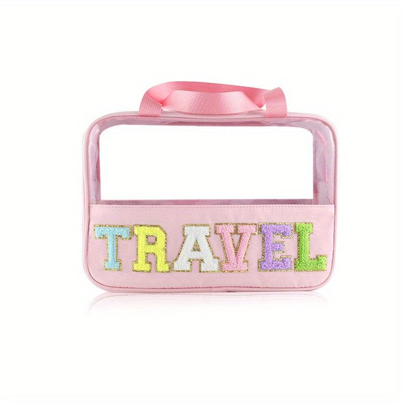 Large Capacity Portable Makeup Bag Semi Transparent Storage Bag