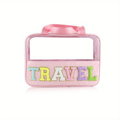 Large Capacity Portable Makeup Bag Semi Transparent Storage Bag