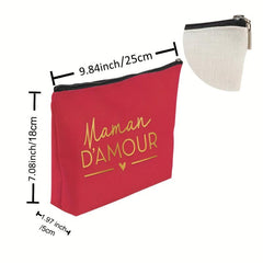Maman Letter Print Makeup Bag Zipper Storage Pouch