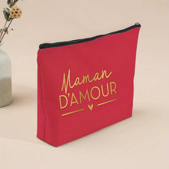 Maman Letter Print Makeup Bag Zipper Storage Pouch
