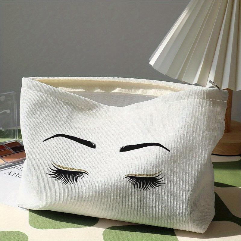 Ladies Eyelash Makeup Pouch Corduroy Cosmetic Bag Gift