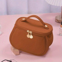 Textured Handheld Cosmetic Bag PU Leather Waterproof Makeup Bag
