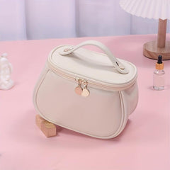 Textured Handheld Cosmetic Bag PU Leather Waterproof Makeup Bag