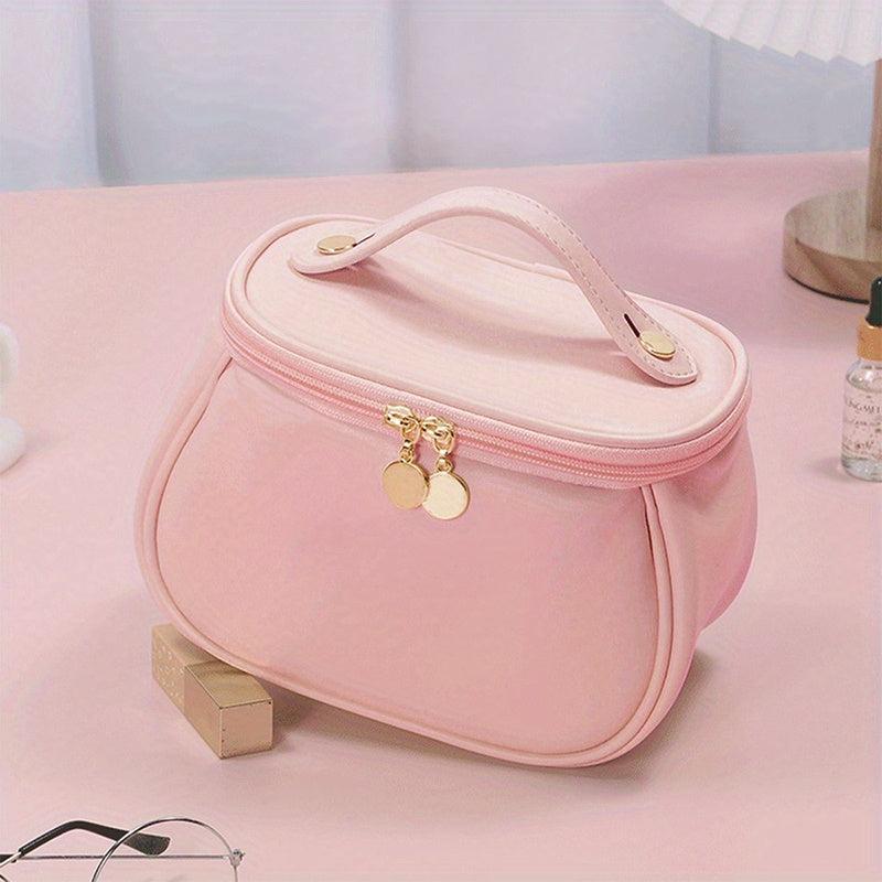 Textured Handheld Cosmetic Bag PU Leather Waterproof Makeup Bag