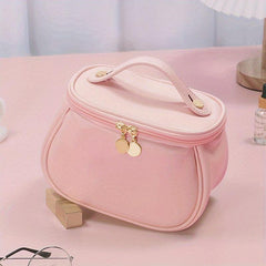 Textured Handheld Cosmetic Bag PU Leather Waterproof Makeup Bag