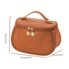 Textured Handheld Cosmetic Bag PU Leather Waterproof Makeup Bag