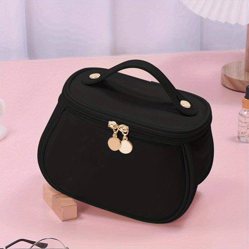 Textured Handheld Cosmetic Bag PU Leather Waterproof Makeup Bag