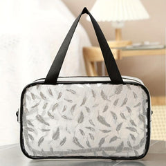Semitransparent Feather Printing Makeup Bag