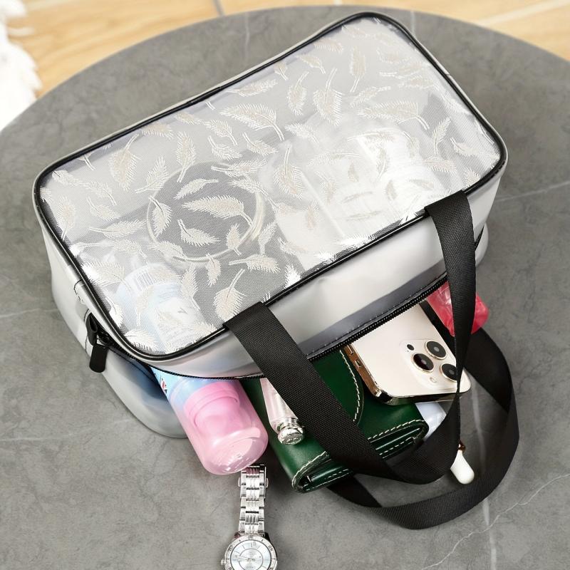Semitransparent Feather Printing Makeup Bag