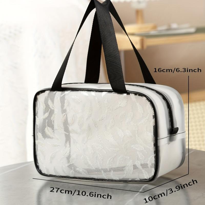 Semitransparent Feather Printing Makeup Bag