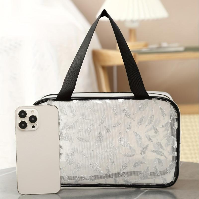 Semitransparent Feather Printing Makeup Bag
