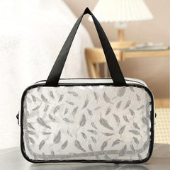 Semitransparent Feather Printing Makeup Bag