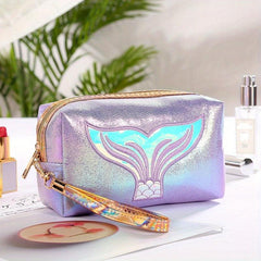 Cartoon Fish Tail Pattern Makeup Bag Portable Waterproof PU Leather Storage Bag
