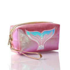 Cartoon Fish Tail Pattern Makeup Bag Portable Waterproof PU Leather Storage Bag