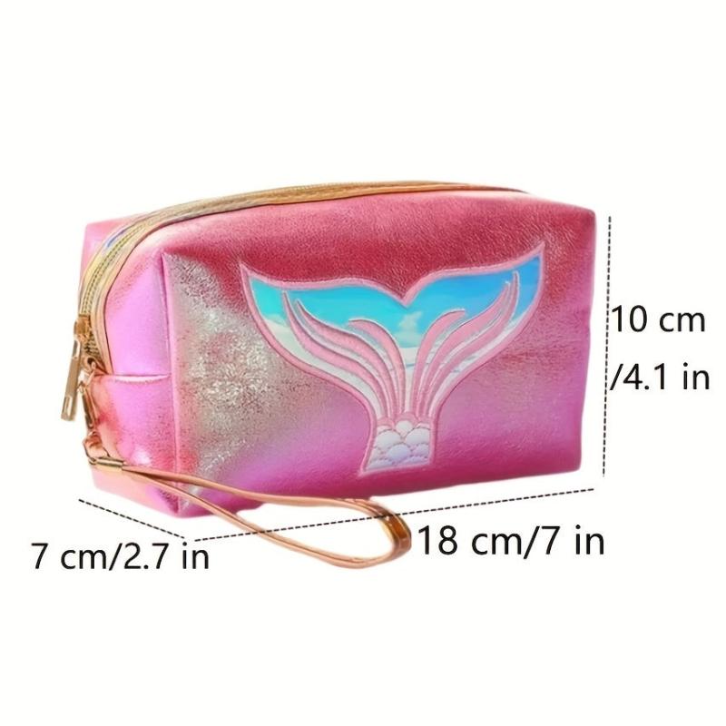 Cartoon Fish Tail Pattern Makeup Bag Portable Waterproof PU Leather Storage Bag