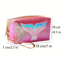 Cartoon Fish Tail Pattern Makeup Bag Portable Waterproof PU Leather Storage Bag