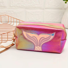 Cartoon Fish Tail Pattern Makeup Bag Portable Waterproof PU Leather Storage Bag