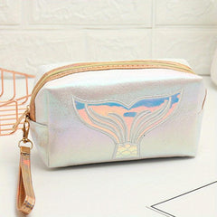 Cartoon Fish Tail Pattern Makeup Bag Portable Waterproof PU Leather Storage Bag