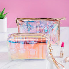 Stylish Laser Transparent Cosmetic Bag Portable Wrist Pouch Makeup Bag