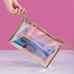 Stylish Laser Transparent Cosmetic Bag Portable Wrist Pouch Makeup Bag