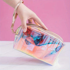 Stylish Laser Transparent Cosmetic Bag Portable Wrist Pouch Makeup Bag