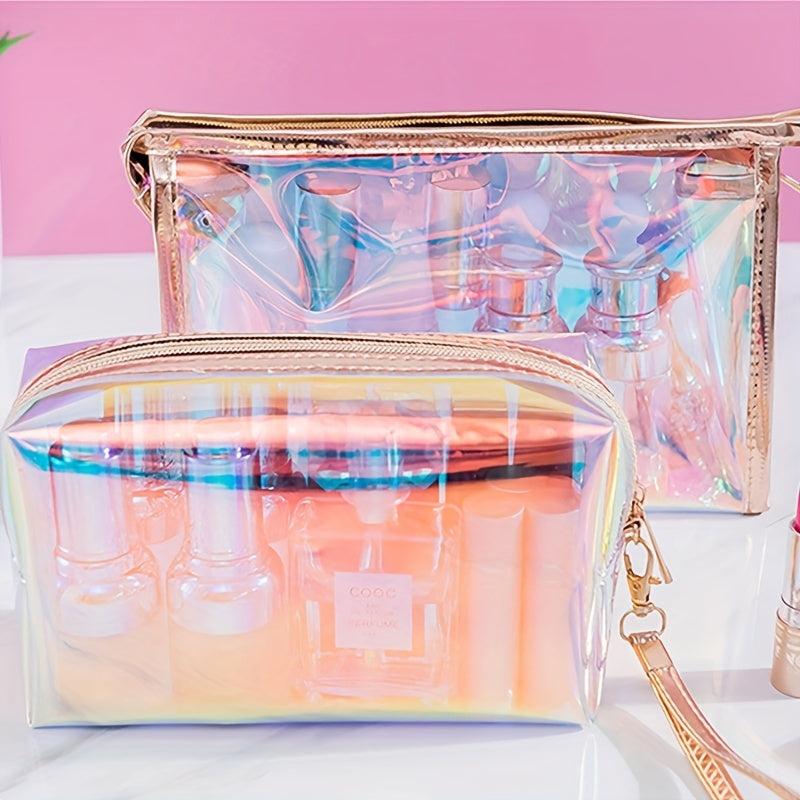 Stylish Laser Transparent Cosmetic Bag Portable Wrist Pouch Makeup Bag