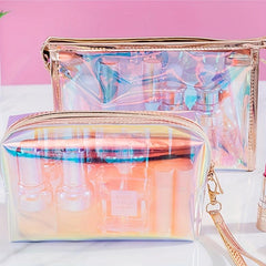 Stylish Laser Transparent Cosmetic Bag Portable Wrist Pouch Makeup Bag