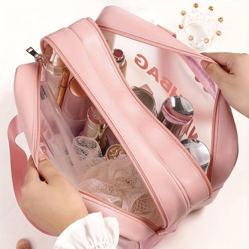 Double Dividers Wet Dry Separation Bag - Large Capacity Makeup Storage Bag