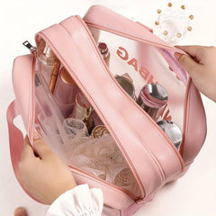 Double Dividers Wet Dry Separation Bag - Large Capacity Makeup Storage Bag