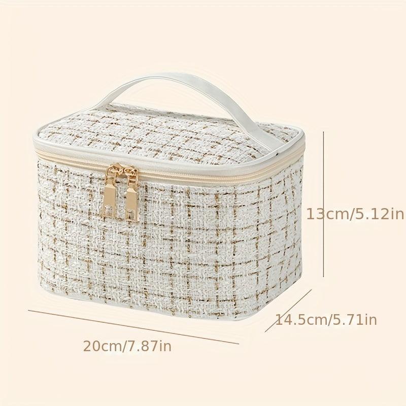 Large Plaid Pattern Cosmetic Bag Portable Makeup Storage Pouch