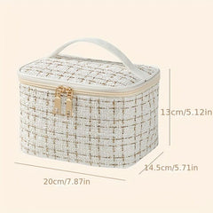 Large Plaid Pattern Cosmetic Bag Portable Makeup Storage Pouch