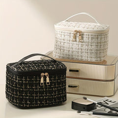 Large Plaid Pattern Cosmetic Bag Portable Makeup Storage Pouch
