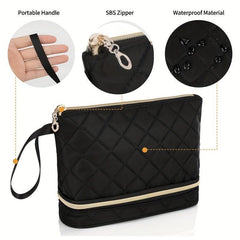 Double Layer Portable Cosmetic Bag Makeup Brush Storage Travel Accessory
