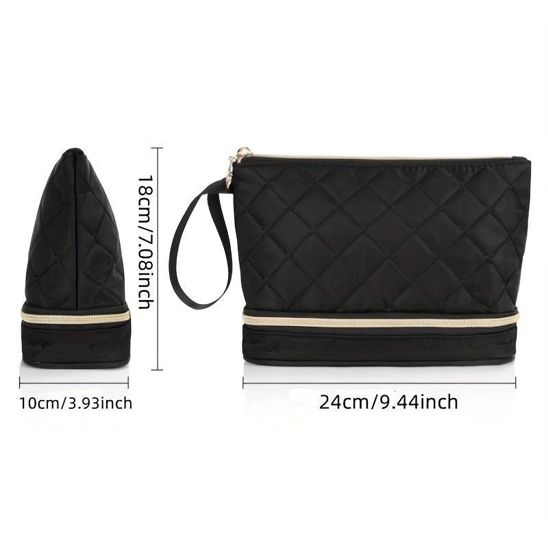 Double Layer Portable Cosmetic Bag Makeup Brush Storage Travel Accessory