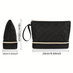 Double Layer Portable Cosmetic Bag Makeup Brush Storage Travel Accessory