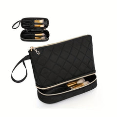 Double Layer Portable Cosmetic Bag Makeup Brush Storage Travel Accessory